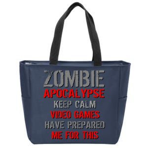 Zombie Apocalypse Keep Calm Video Games Prepared Me Zip Tote Bag