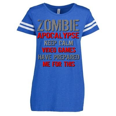 Zombie Apocalypse Keep Calm Video Games Prepared Me Enza Ladies Jersey Football T-Shirt