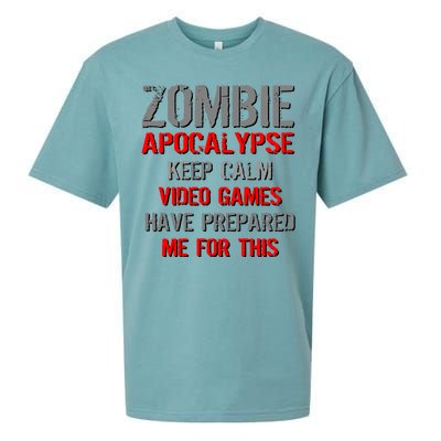 Zombie Apocalypse Keep Calm Video Games Prepared Me Sueded Cloud Jersey T-Shirt