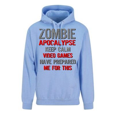 Zombie Apocalypse Keep Calm Video Games Prepared Me Unisex Surf Hoodie