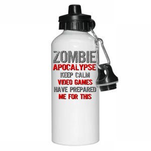 Zombie Apocalypse Keep Calm Video Games Prepared Me Aluminum Water Bottle