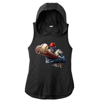 Zombie Baseball Batter Ladies PosiCharge Tri-Blend Wicking Draft Hoodie Tank