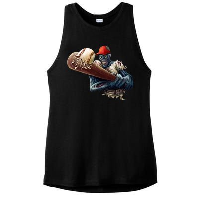 Zombie Baseball Batter Ladies PosiCharge Tri-Blend Wicking Tank