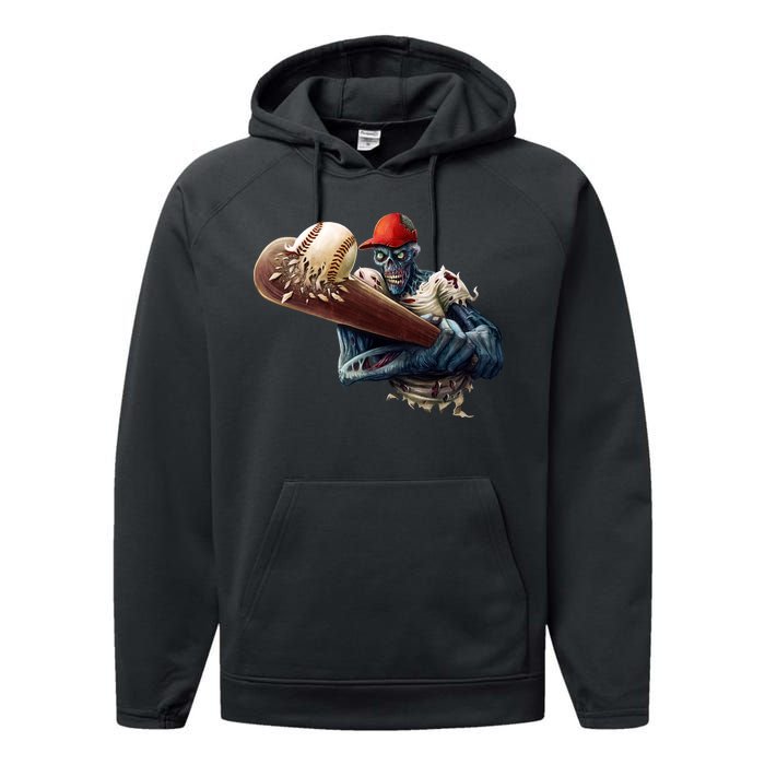 Zombie Baseball Batter Performance Fleece Hoodie