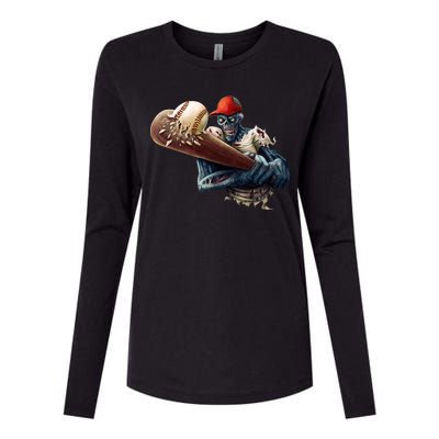 Zombie Baseball Batter Womens Cotton Relaxed Long Sleeve T-Shirt