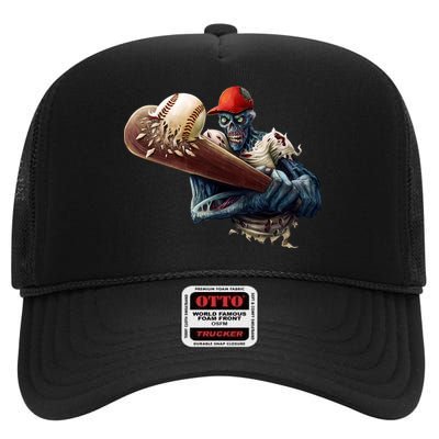 Zombie Baseball Batter High Crown Mesh Back Trucker Hat