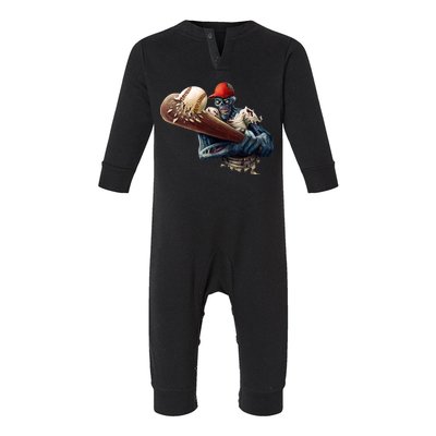 Zombie Baseball Batter Infant Fleece One Piece