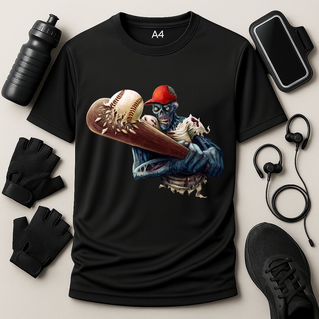 Zombie Baseball Batter Cooling Performance Crew T-Shirt