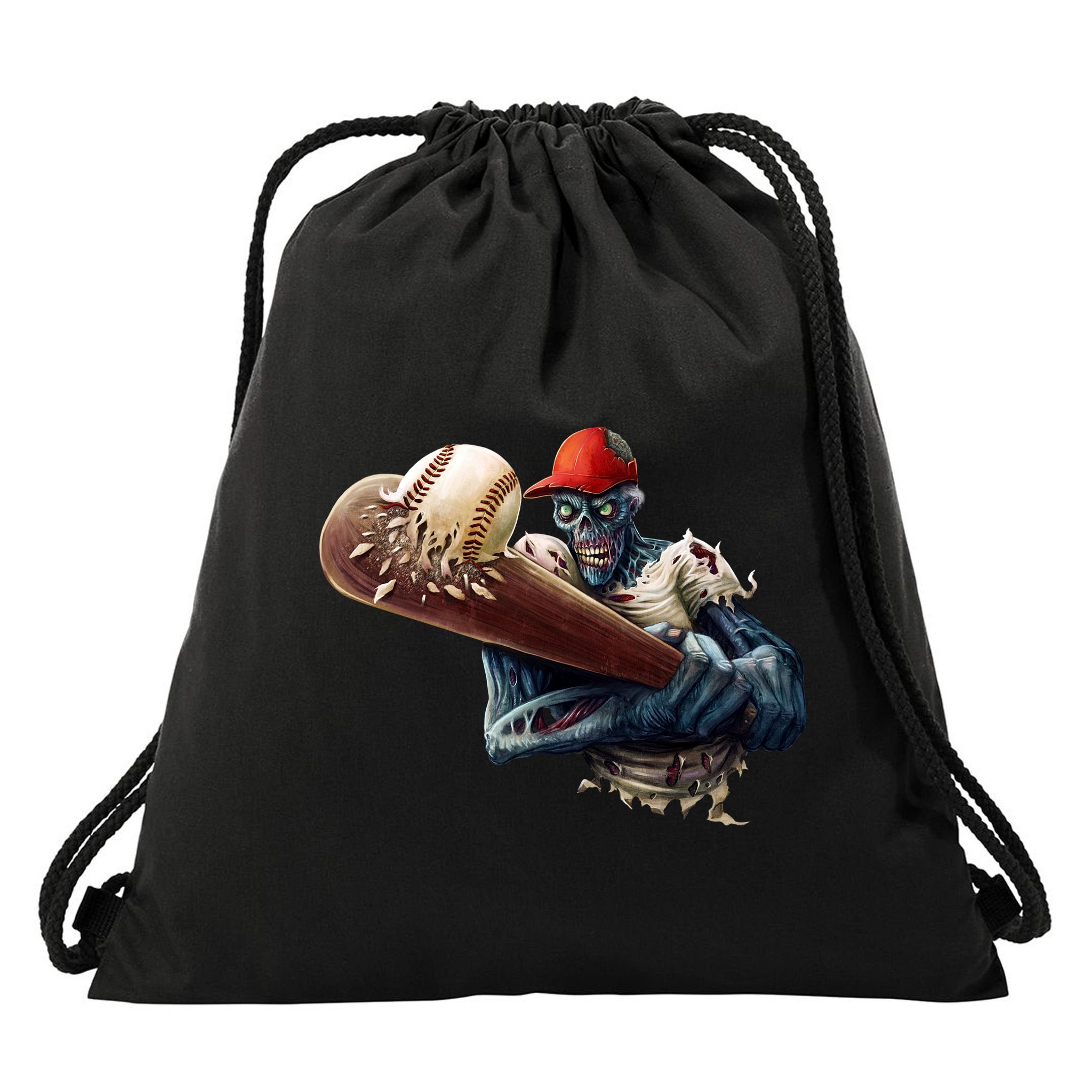Zombie Baseball Batter Drawstring Bag