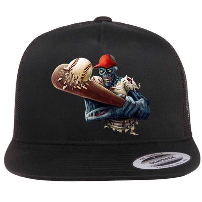 Zombie Baseball Batter Flat Bill Trucker Hat