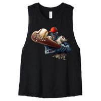 Zombie Baseball Batter Women's Racerback Cropped Tank