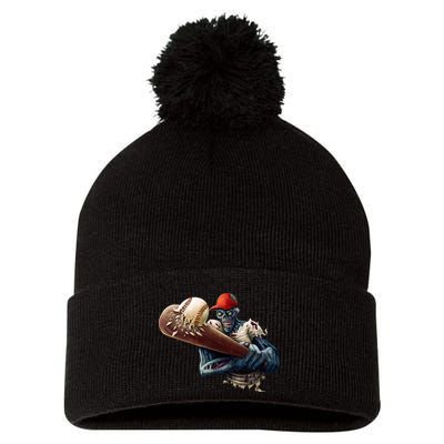 Zombie Baseball Batter Pom Pom 12in Knit Beanie