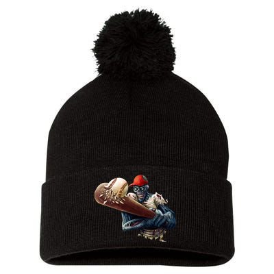 Zombie Baseball Batter Pom Pom 12in Knit Beanie