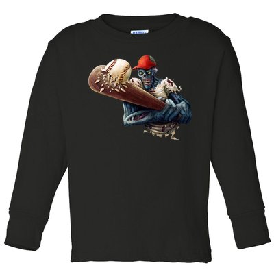 Zombie Baseball Batter Toddler Long Sleeve Shirt