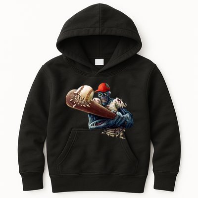 Zombie Baseball Batter Kids Hoodie