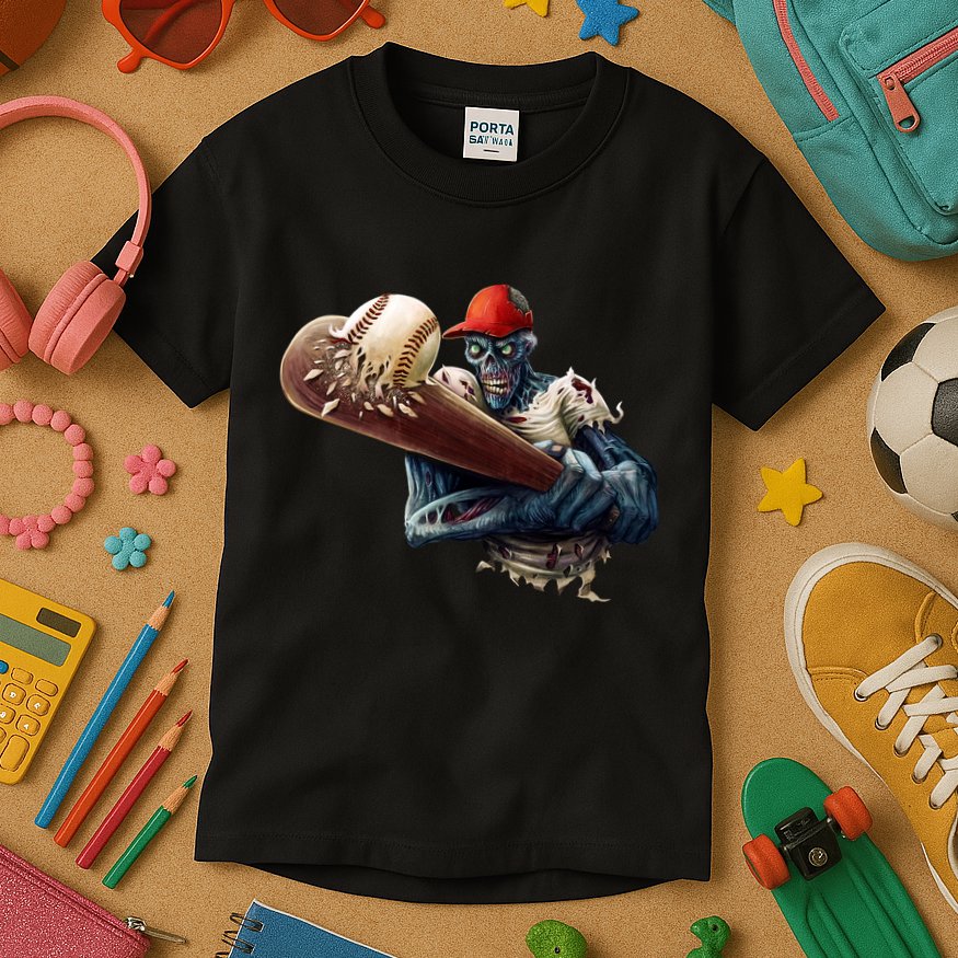 Zombie Baseball Batter Kids T-Shirt