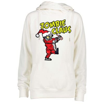 Zombie Claus Womens Funnel Neck Pullover Hood