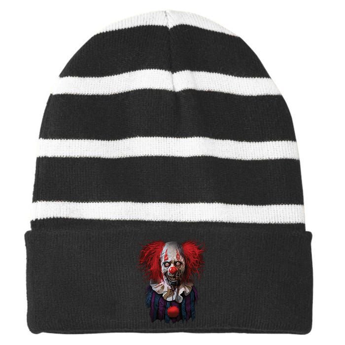 Zombie Clown Striped Beanie with Solid Band