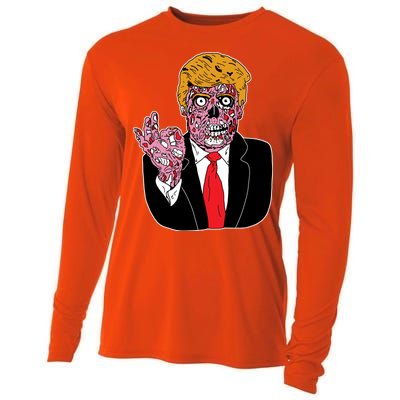 Zombie Donald Trump Funny Halloween Cooling Performance Long Sleeve Crew