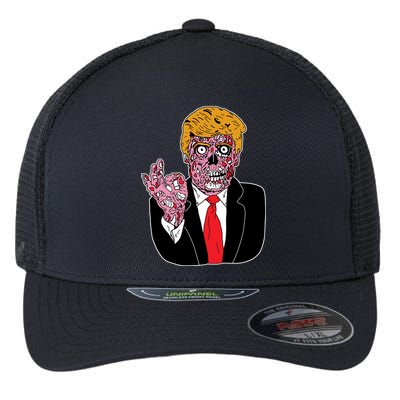 Zombie Donald Trump Funny Halloween Flexfit Unipanel Trucker Cap