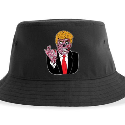 Zombie Donald Trump Funny Halloween Sustainable Bucket Hat