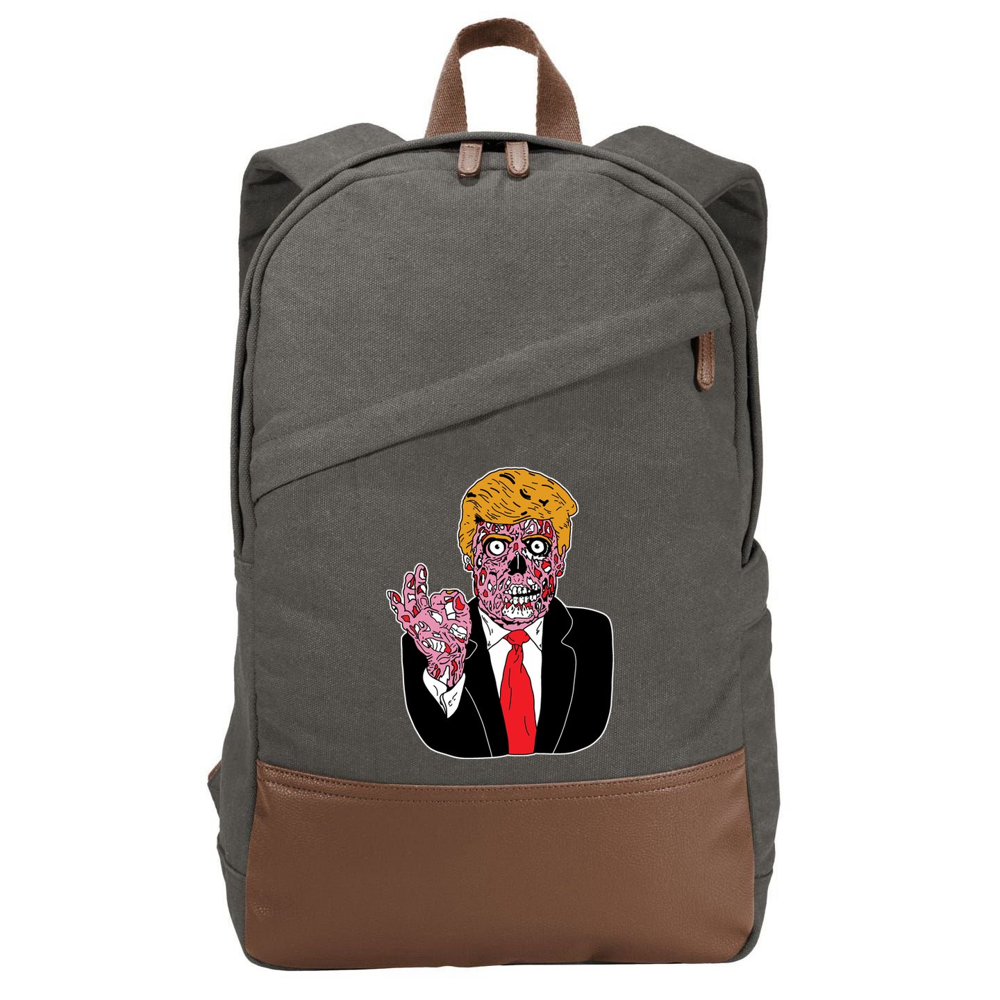 Zombie Donald Trump Funny Halloween Cotton Canvas Backpack