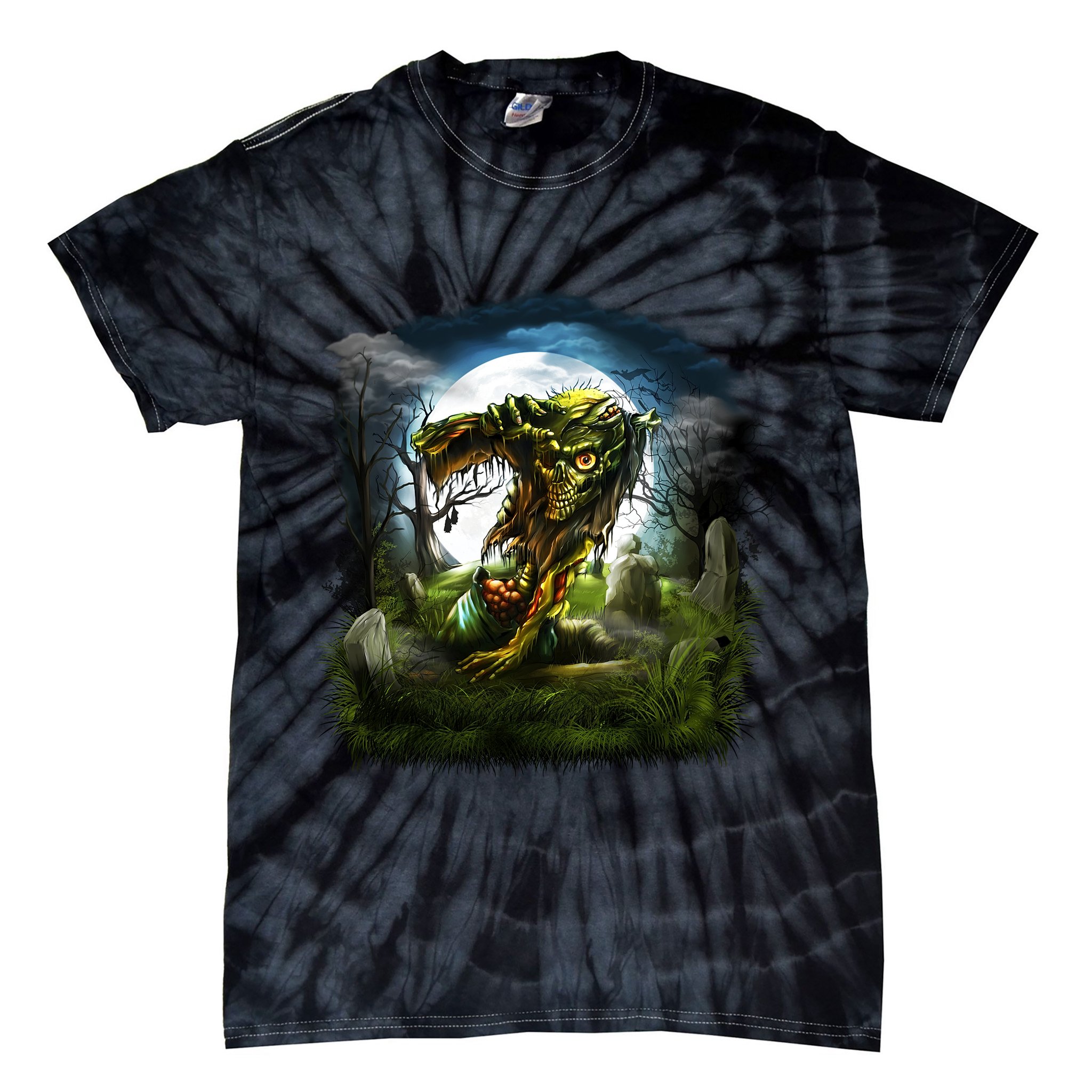 Zombie Grave Halloween Tie-Dye T-Shirt