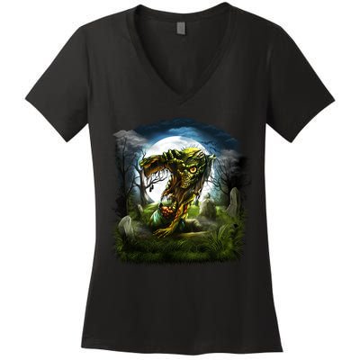 Zombie Grave Halloween Women's V-Neck T-Shirt