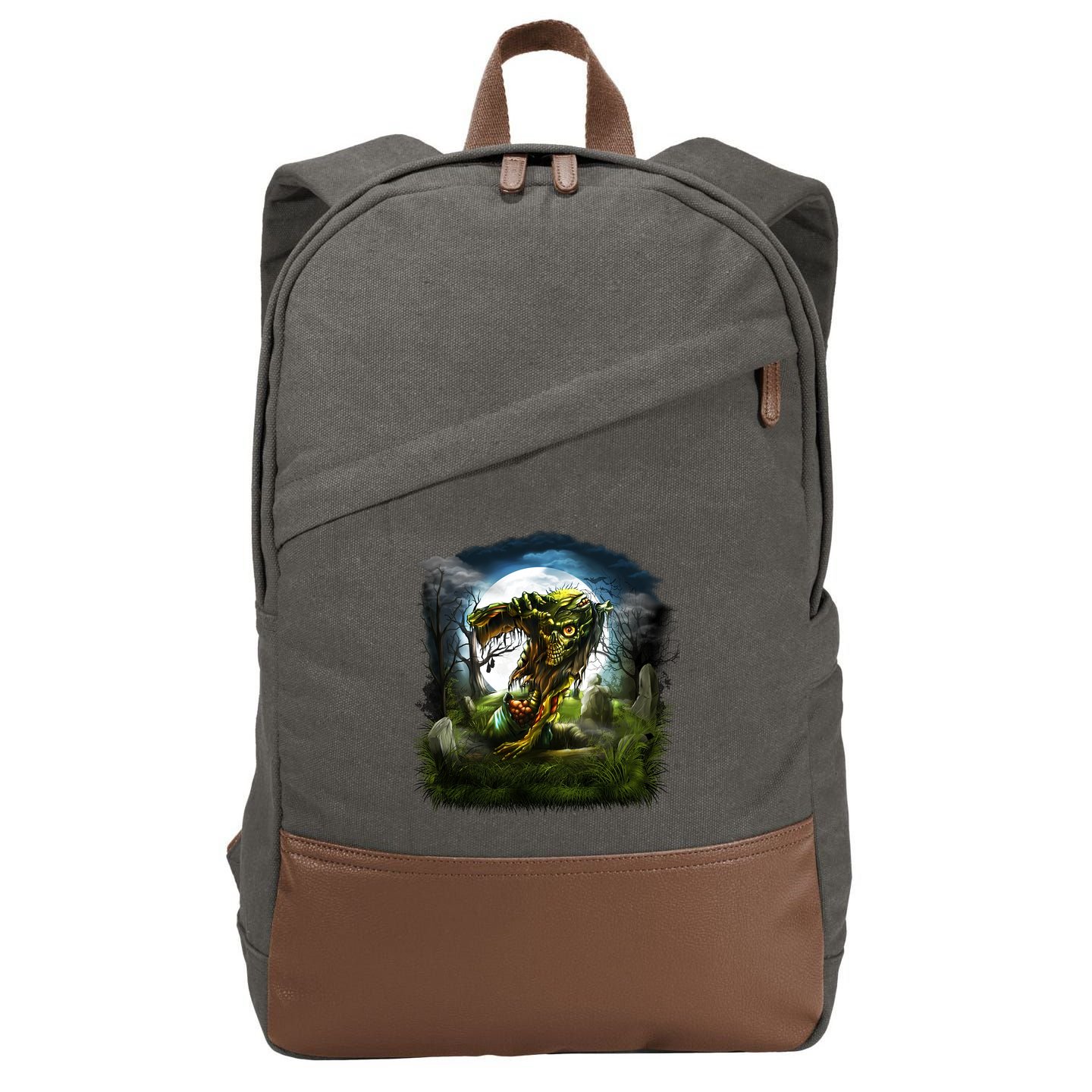 Zombie Grave Halloween Cotton Canvas Backpack