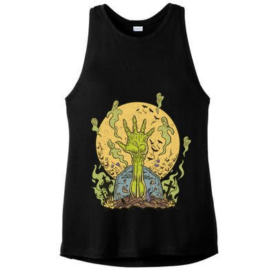 Zombie Hand Ghost Graveyard Ladies PosiCharge Tri-Blend Wicking Tank