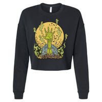 Zombie Hand Ghost Graveyard Cropped Pullover Crew