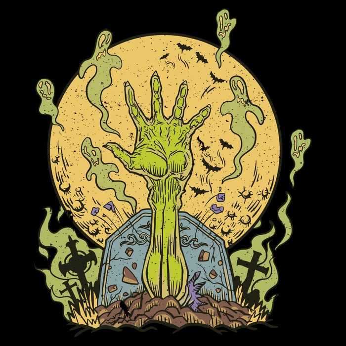 Zombie Hand Ghost Graveyard Cropped Pullover Crew