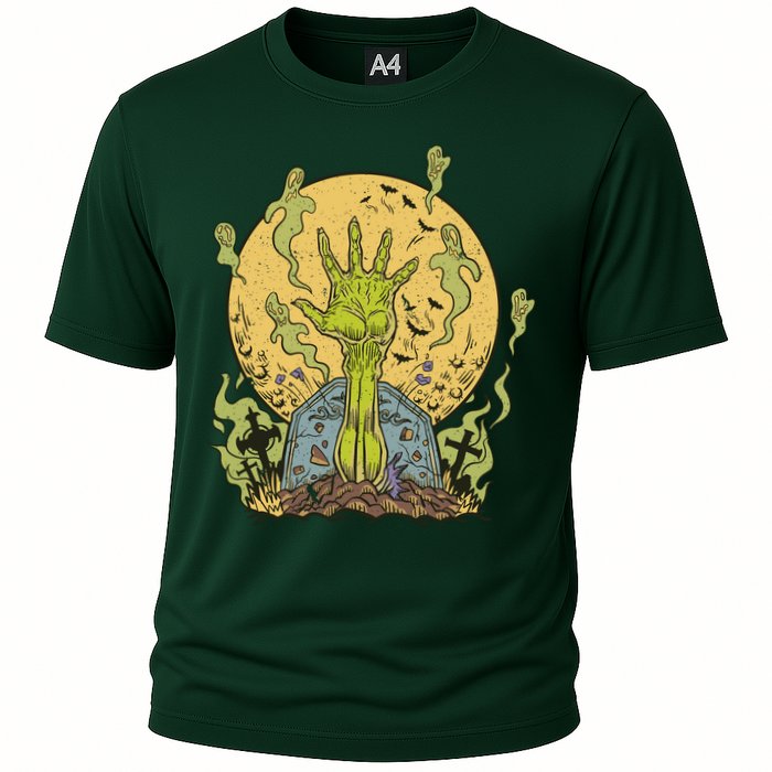 Zombie Hand Ghost Graveyard Cooling Performance Crew T-Shirt