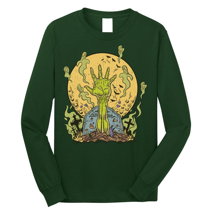 Zombie Hand Ghost Graveyard Long Sleeve Shirt