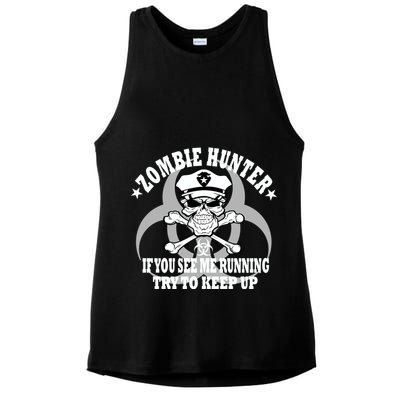 Zombie Hunter See Me Running Keep Up Ladies PosiCharge Tri-Blend Wicking Tank