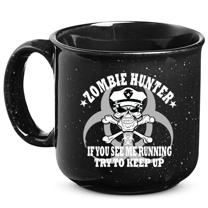 Zombie Hunter See Me Running Keep Up 15oz Campfire Ceramic Mug