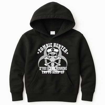 Zombie Hunter See Me Running Keep Up Kids Hoodie