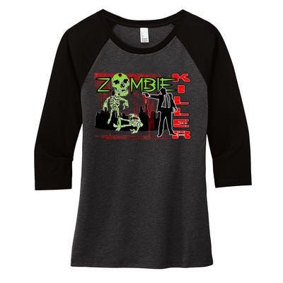 Zombie Killer Women's Tri-Blend 3/4-Sleeve Raglan Shirt