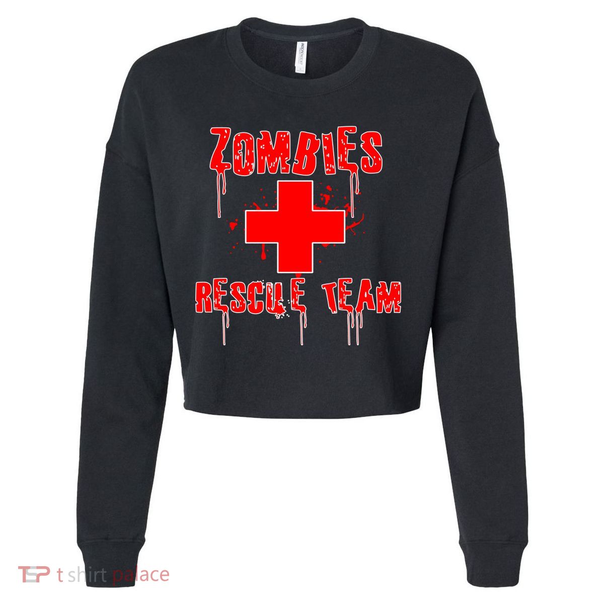 Zombie Rescue Team Cropped Pullover Crew
