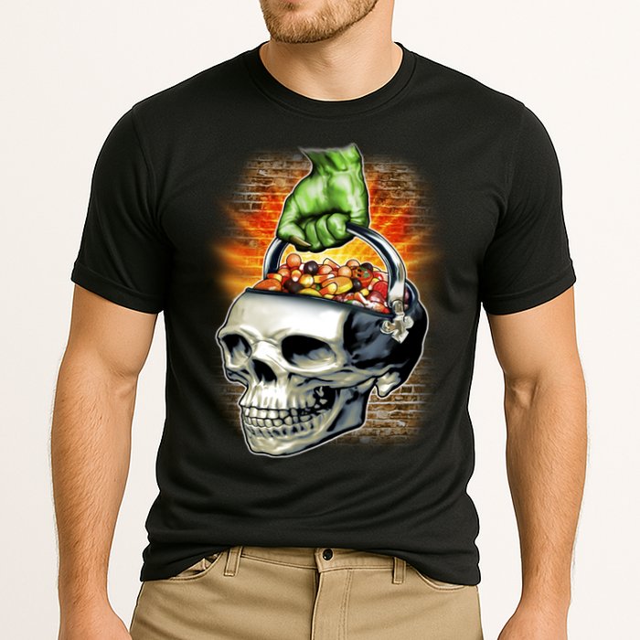 Zombie Skull Candy Bucket Performance Shirt