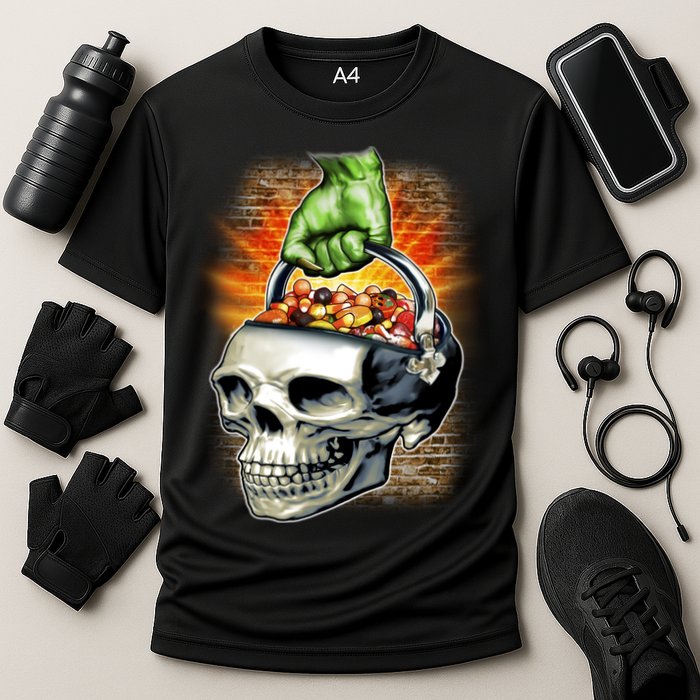 Zombie Skull Candy Bucket Performance Shirt
