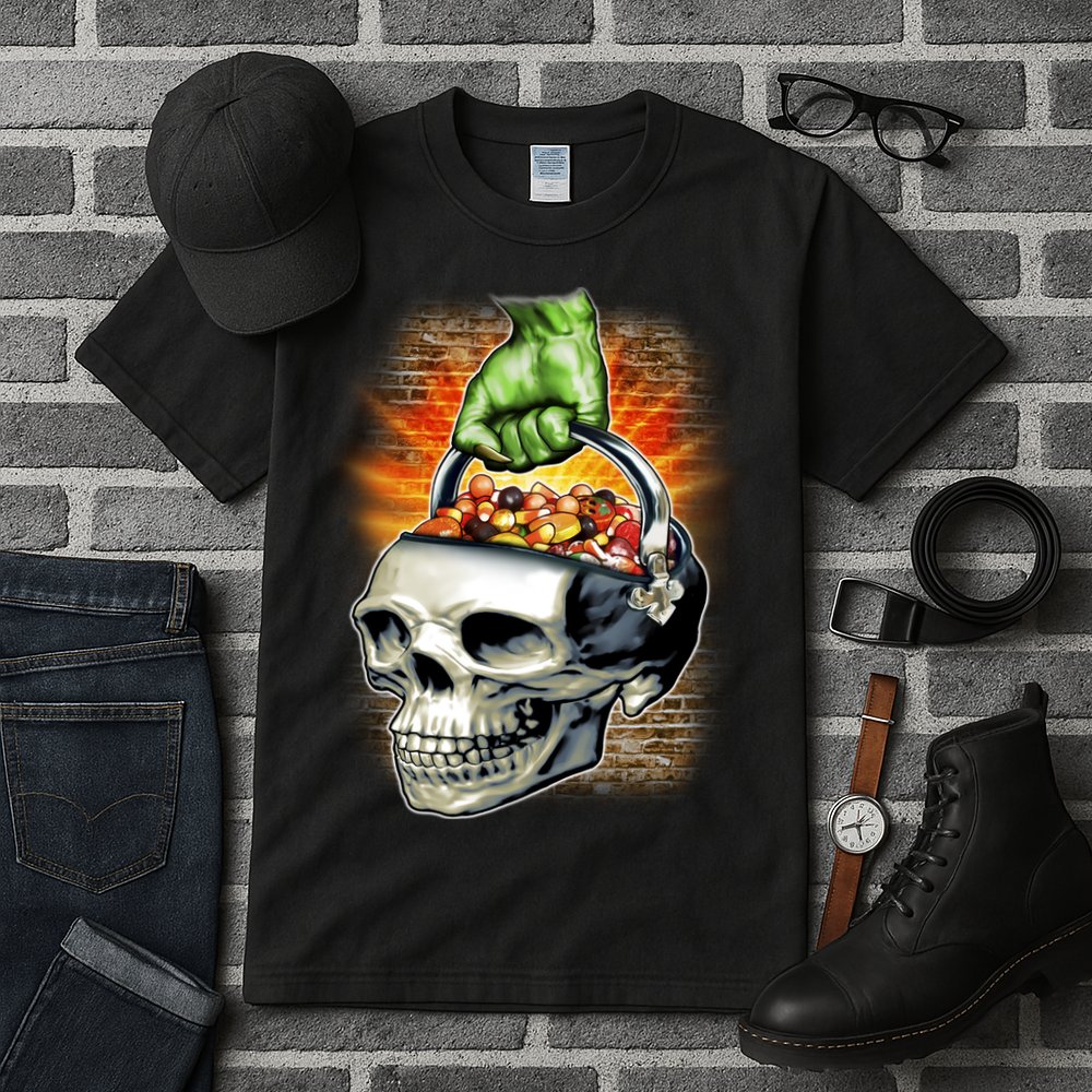 Zombie Skull Candy Bucket Tall T-Shirt