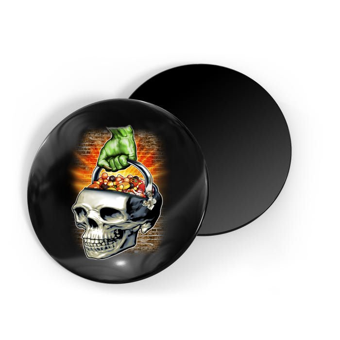 Zombie Skull Candy Bucket Magnet