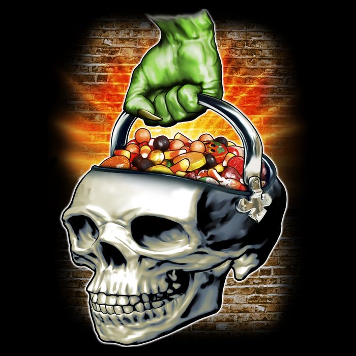 Zombie Skull Candy Bucket Magnet