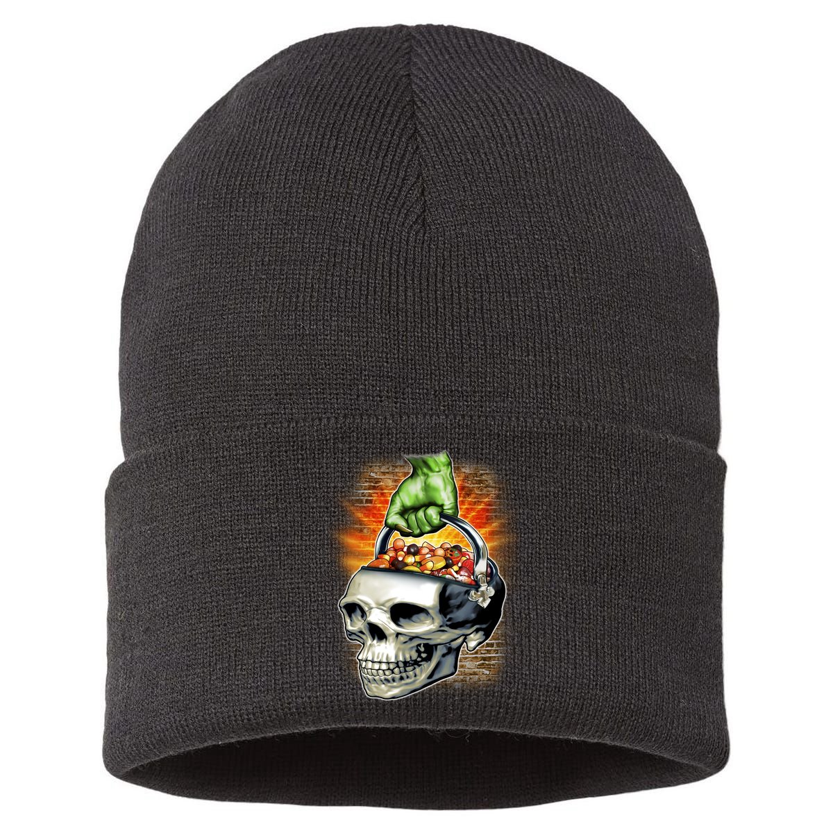 Zombie Skull Candy Bucket Sustainable Knit Beanie