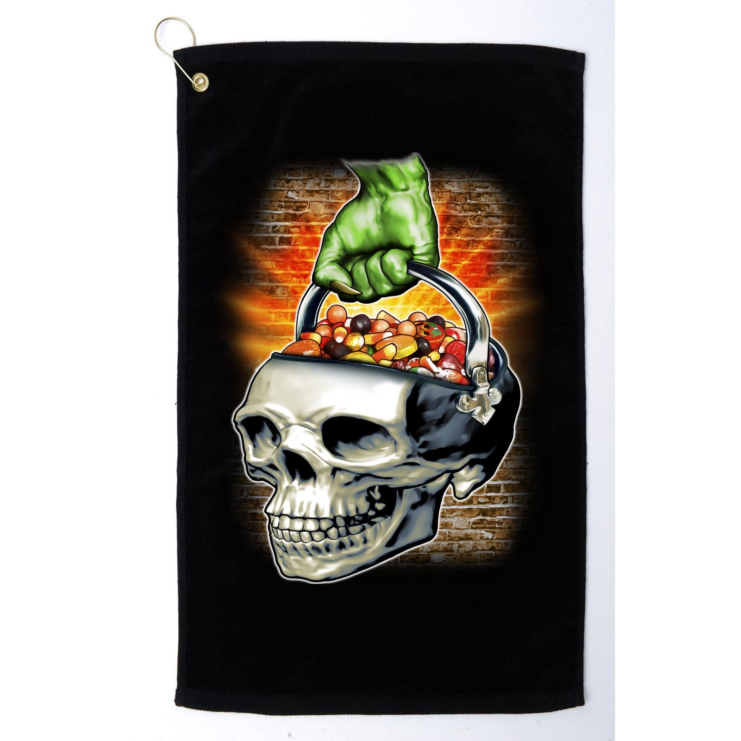 Zombie Skull Candy Bucket Golf Towel