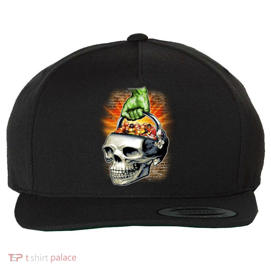 Zombie Skull Candy Bucket Wool Snapback Cap