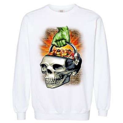 Zombie Skull Candy Bucket Garment-Dyed Sweatshirt