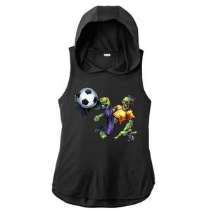 Zombie Soccer Kick Ladies PosiCharge Tri-Blend Wicking Draft Hoodie Tank