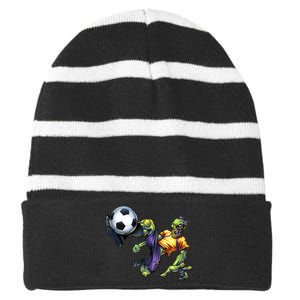 Zombie Soccer Kick Striped Beanie with Solid Band